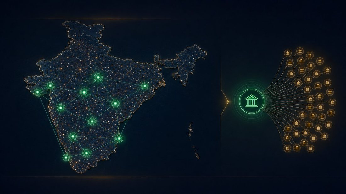 Illustrative map of a distributed lending network across India